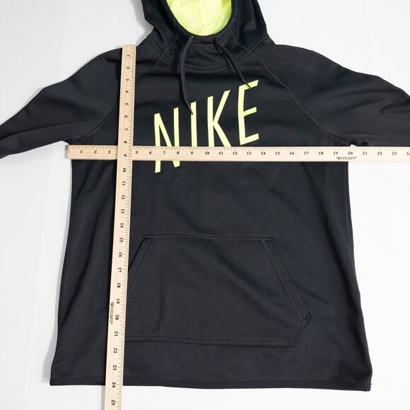 Nike Neon Spell Out Therma Dri Fit Hoodie Womens Medium Embroidered Black 803449 - Picture 4 of 12